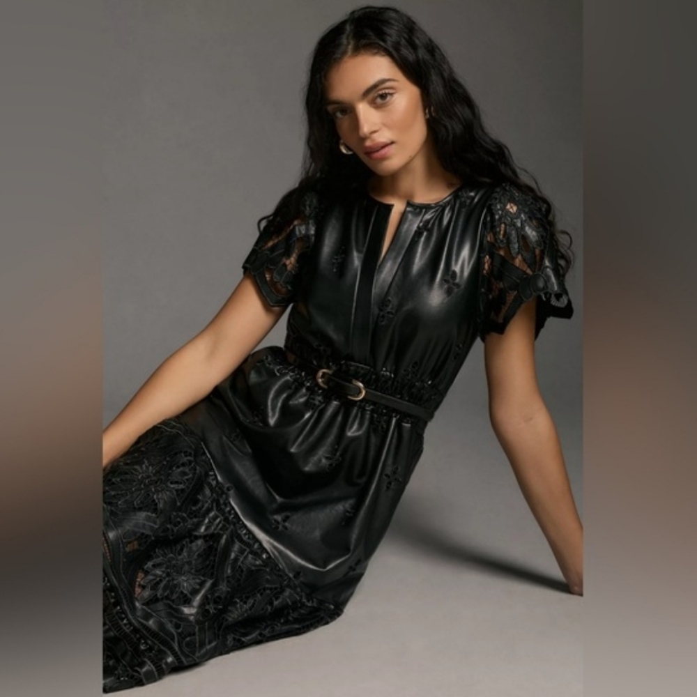 Somerset Maxi Dress Faux Leather Embroidered Edition